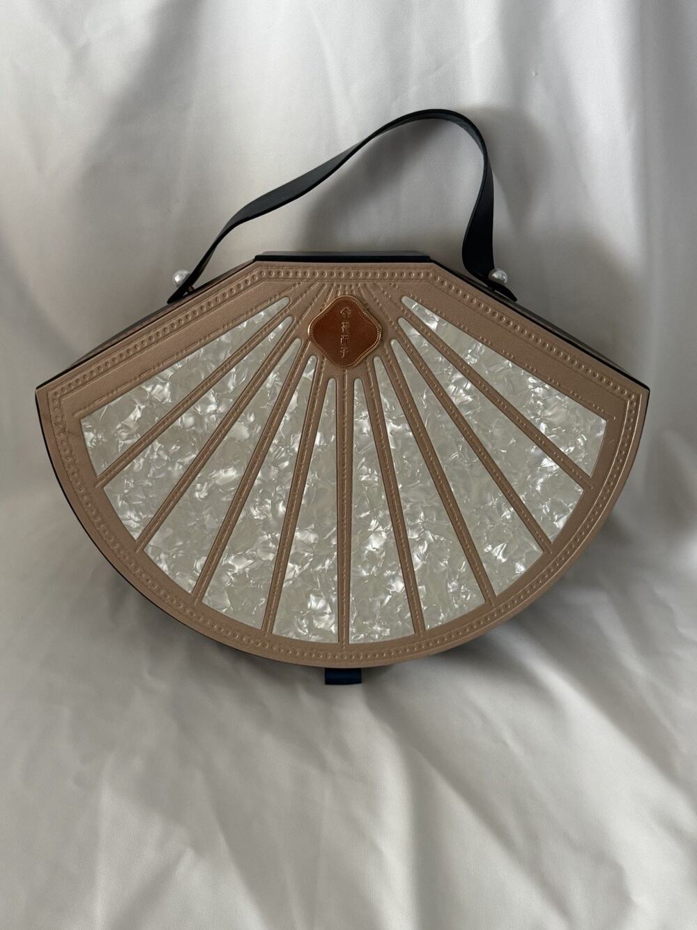 Florasis Fan Case Faux Mother of Pearl Teal Make Up Travel Jewelry Organizer